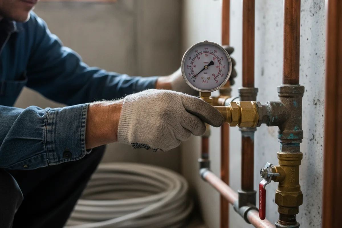 Pressure testing a repaired line during Water Line Repair in Deltona